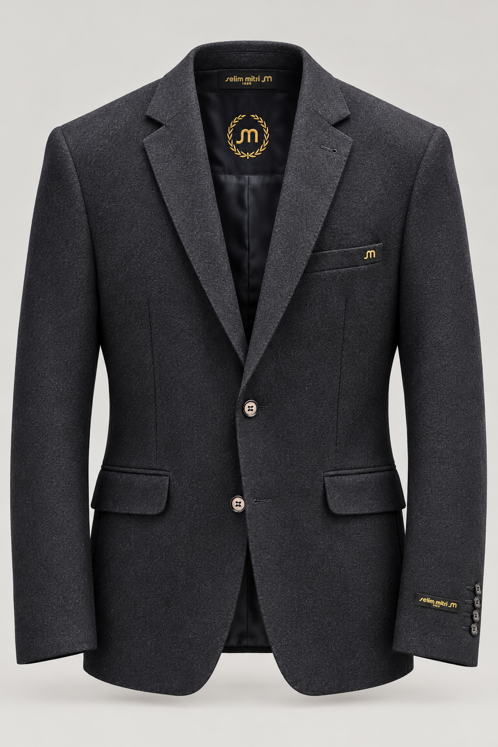 Deep Navy Textured Tailored Blazer — 02 front ghost branded