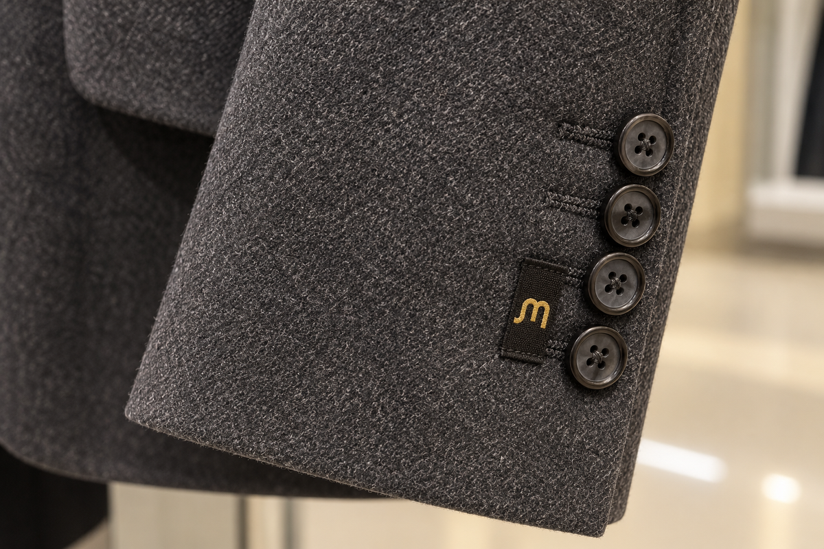 Charcoal Textured Tailored Blazer — 03 detail cuff brand