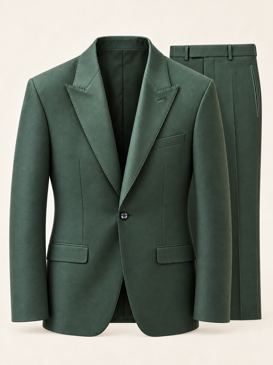 Verdant Green Peak-Lapel Tuxedo, complete two-piece product view