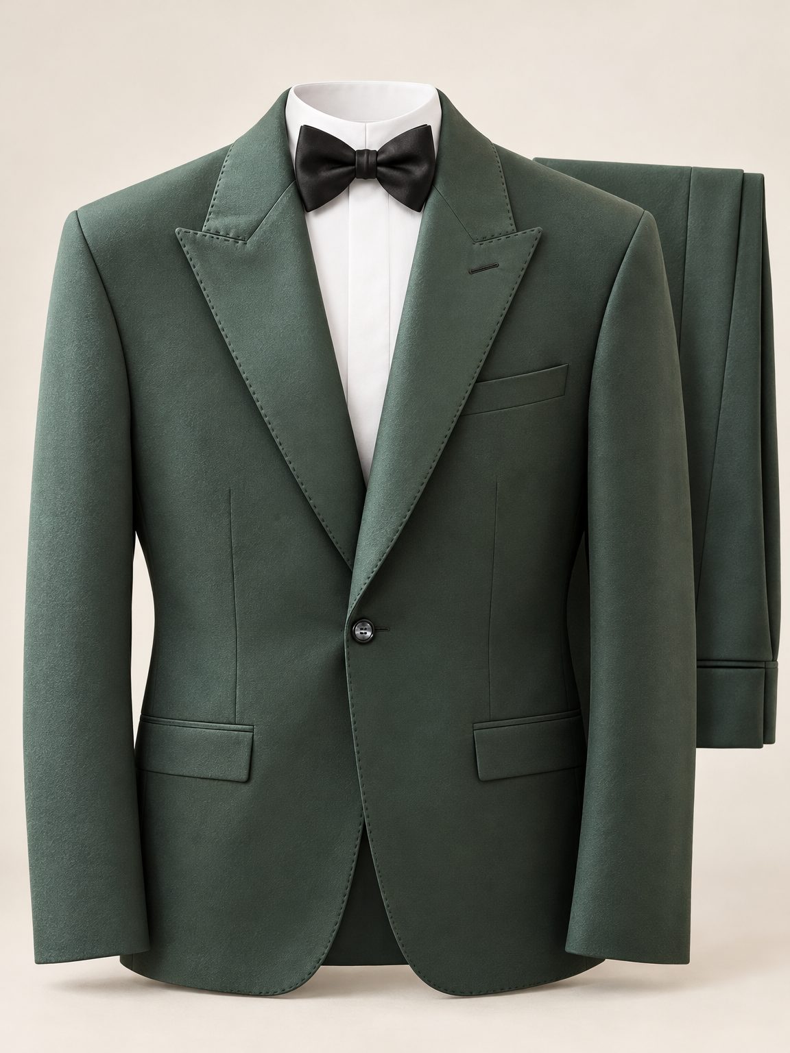 Verdant Green Peak-Lapel Tuxedo, generated fabric surface study