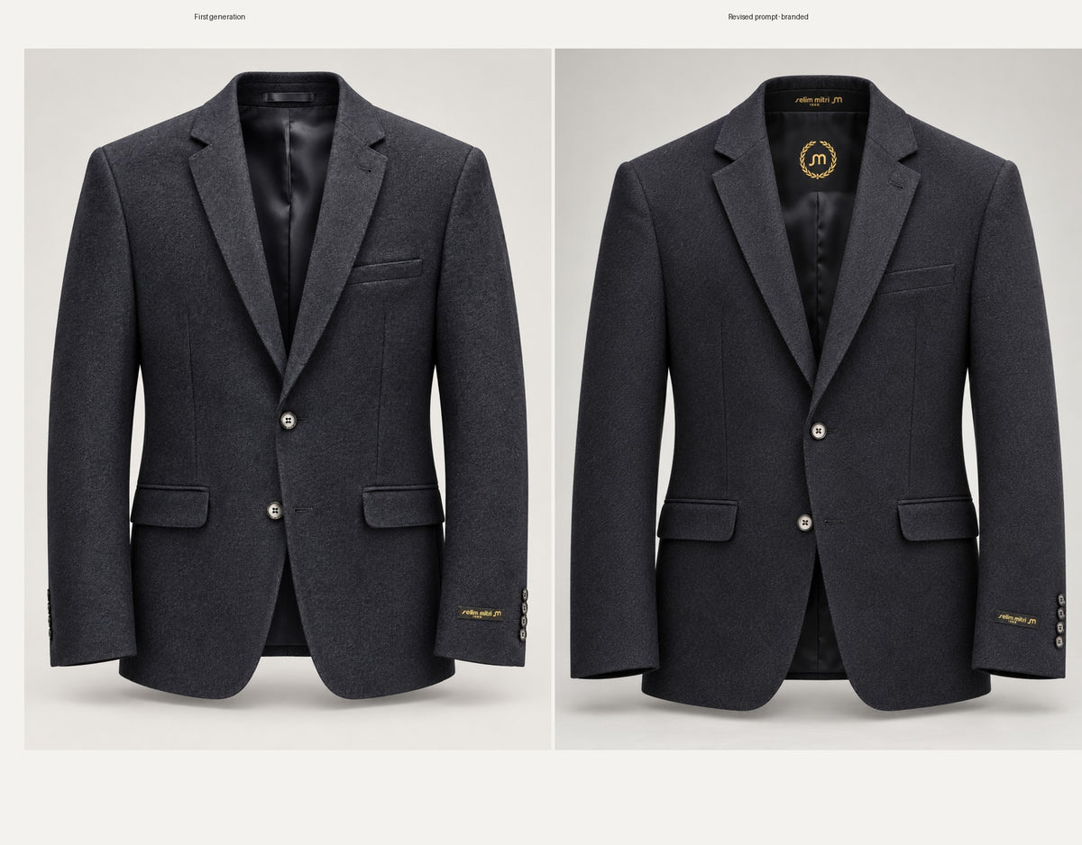 Deep Navy Textured Tailored Blazer — comparison first vs branded