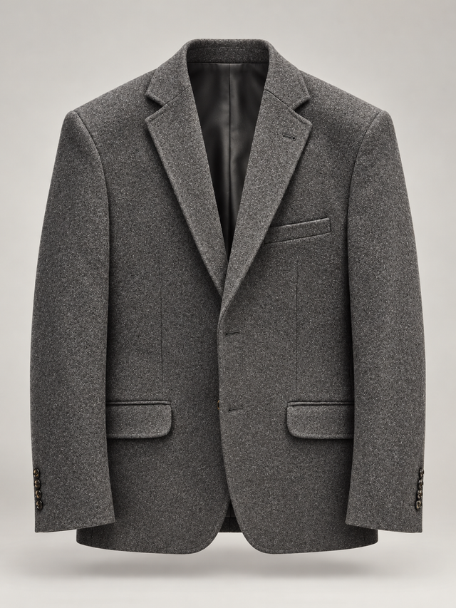 Charcoal Textured Tailored Blazer — 01 front ghost