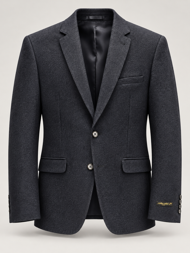 Deep Navy Textured Tailored Blazer — 01 front ghost