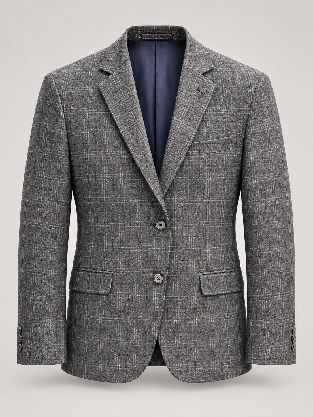 Gray Check Blazer with Navy Lining — Front product view