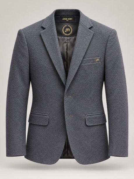 Cool Gray Woven Tailored Blazer — 01 front ghost branded