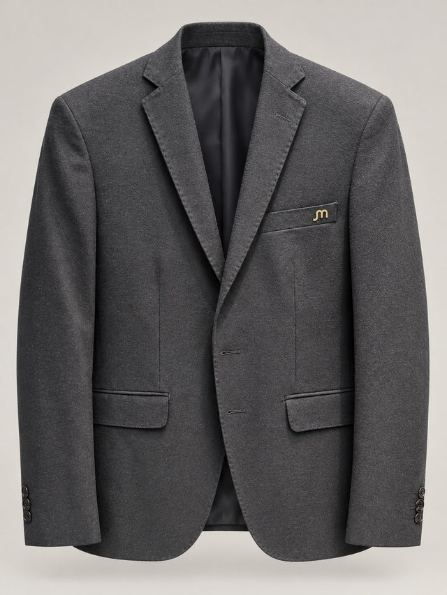 Charcoal Mottled Tailored Blazer — 01 front ghost branded