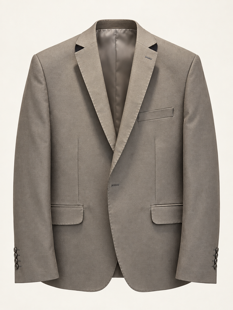 Argent Taupe Contrast-Lapel Tuxedo, jacket front product view