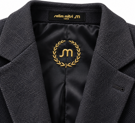 Deep Navy Textured Tailored Blazer — 02 detail collar lining
