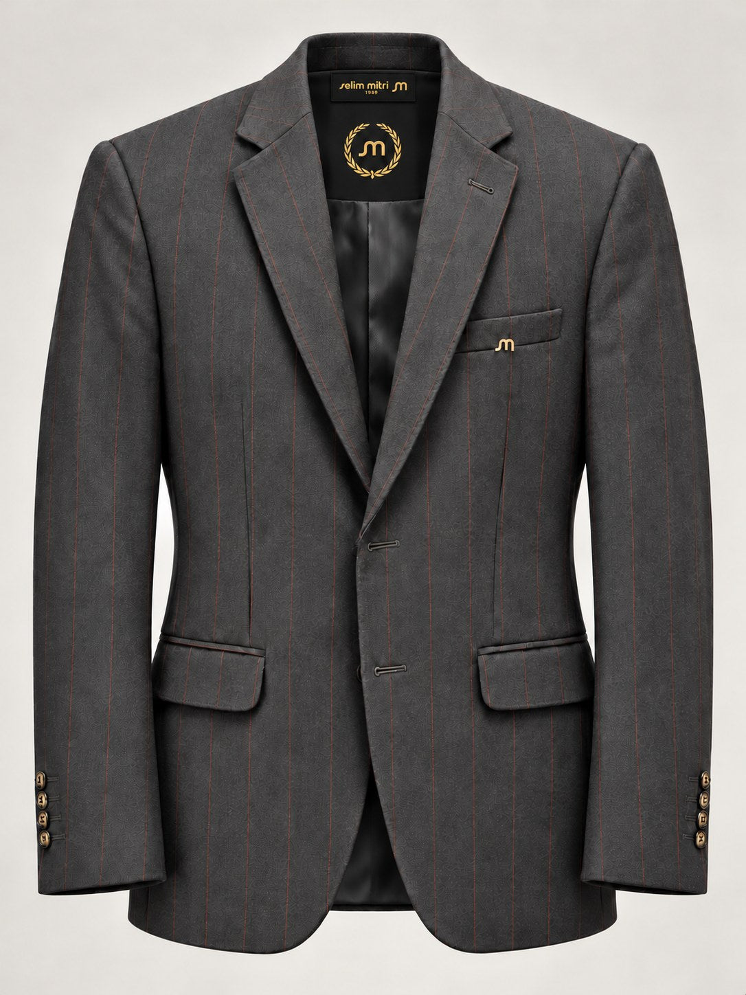 Charcoal & Rust Windowpane Blazer — 02 front ghost branded