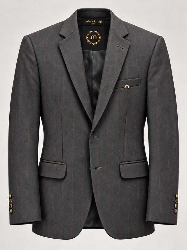 Charcoal & Rust Windowpane Blazer — 02 front ghost branded