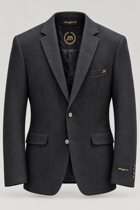 Deep Navy Textured Tailored Blazer — 02 front ghost branded