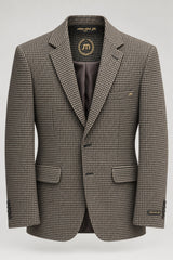 Taupe Houndstooth Tailored Blazer — 02 front ghost branded
