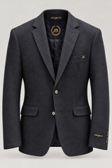 Deep Navy Textured Tailored Blazer — Branded front and interior view