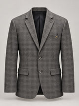 Gray Windowpane Tailored Blazer — Branded front and interior view