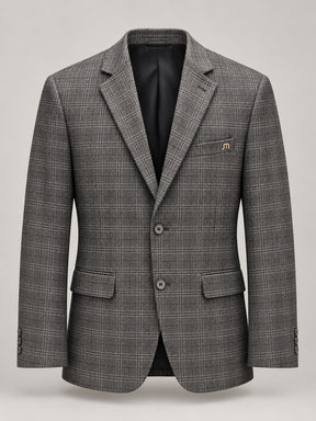 Gray Windowpane Tailored Blazer — 02 front ghost branded