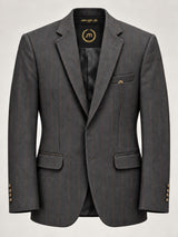 Charcoal & Rust Windowpane Blazer — Branded front and interior view