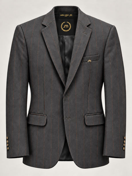 Charcoal & Rust Windowpane Blazer — Branded front and interior view