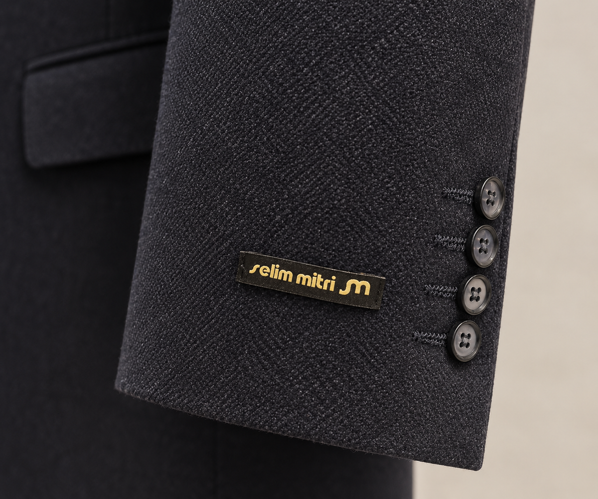 Deep Navy Textured Tailored Blazer — 03 detail cuff brand