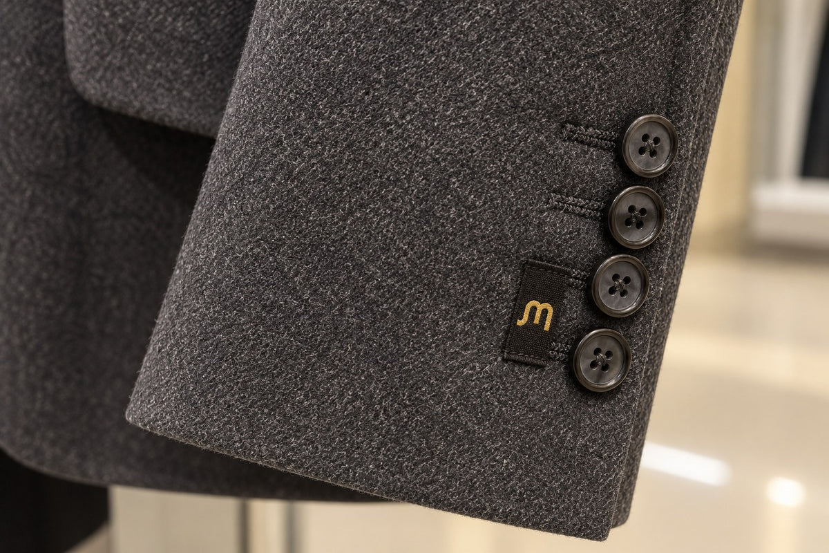 Charcoal Textured Tailored Blazer — Cuff detail