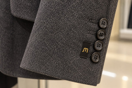 Charcoal Textured Tailored Blazer — Cuff detail