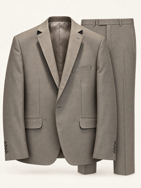 Argent Taupe Contrast-Lapel Tuxedo, complete two-piece product view