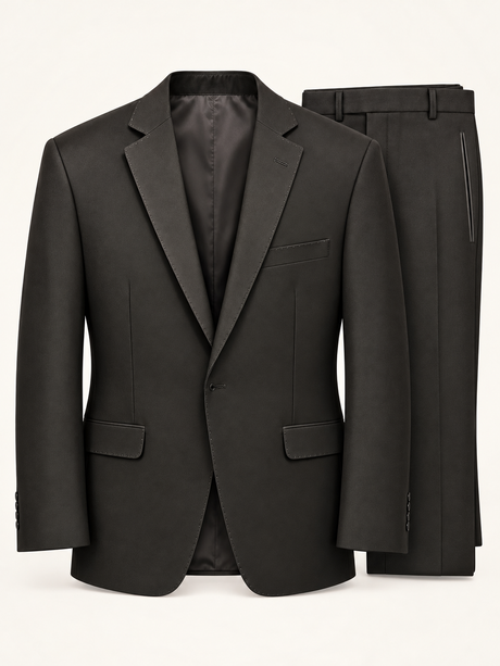 Obsidian Black Pick-Stitch Tuxedo, complete two-piece product view