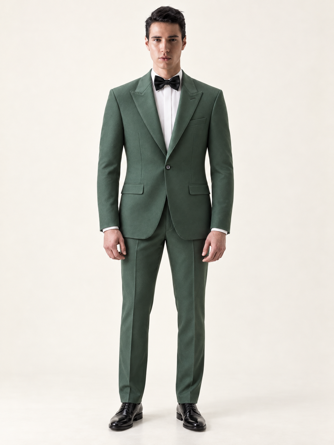 Verdant Green Peak-Lapel Tuxedo, front model view