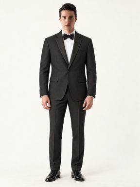 Obsidian Black Pick-Stitch Tuxedo, front model view