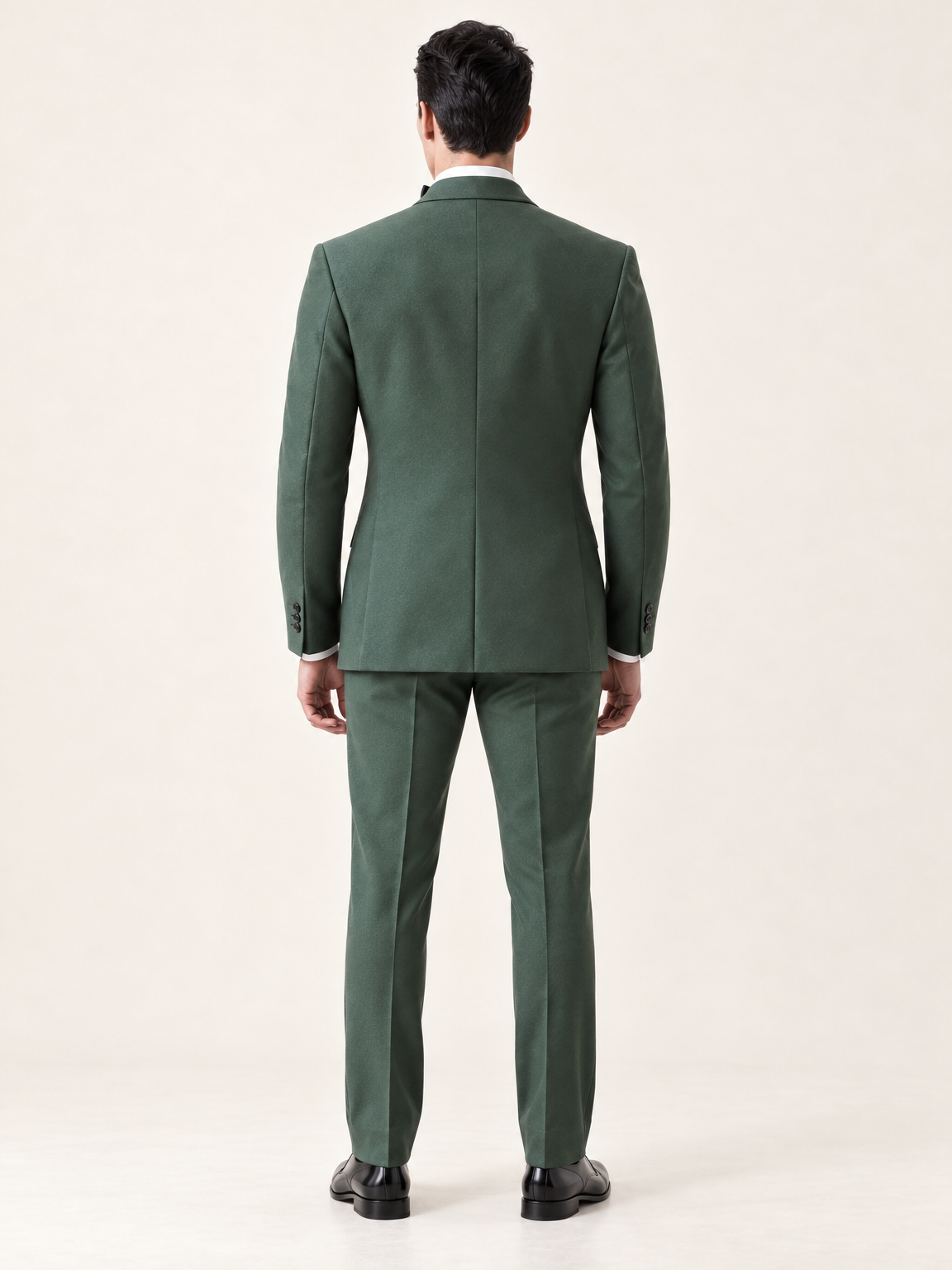 Verdant Green Peak-Lapel Tuxedo, provisional back model view
