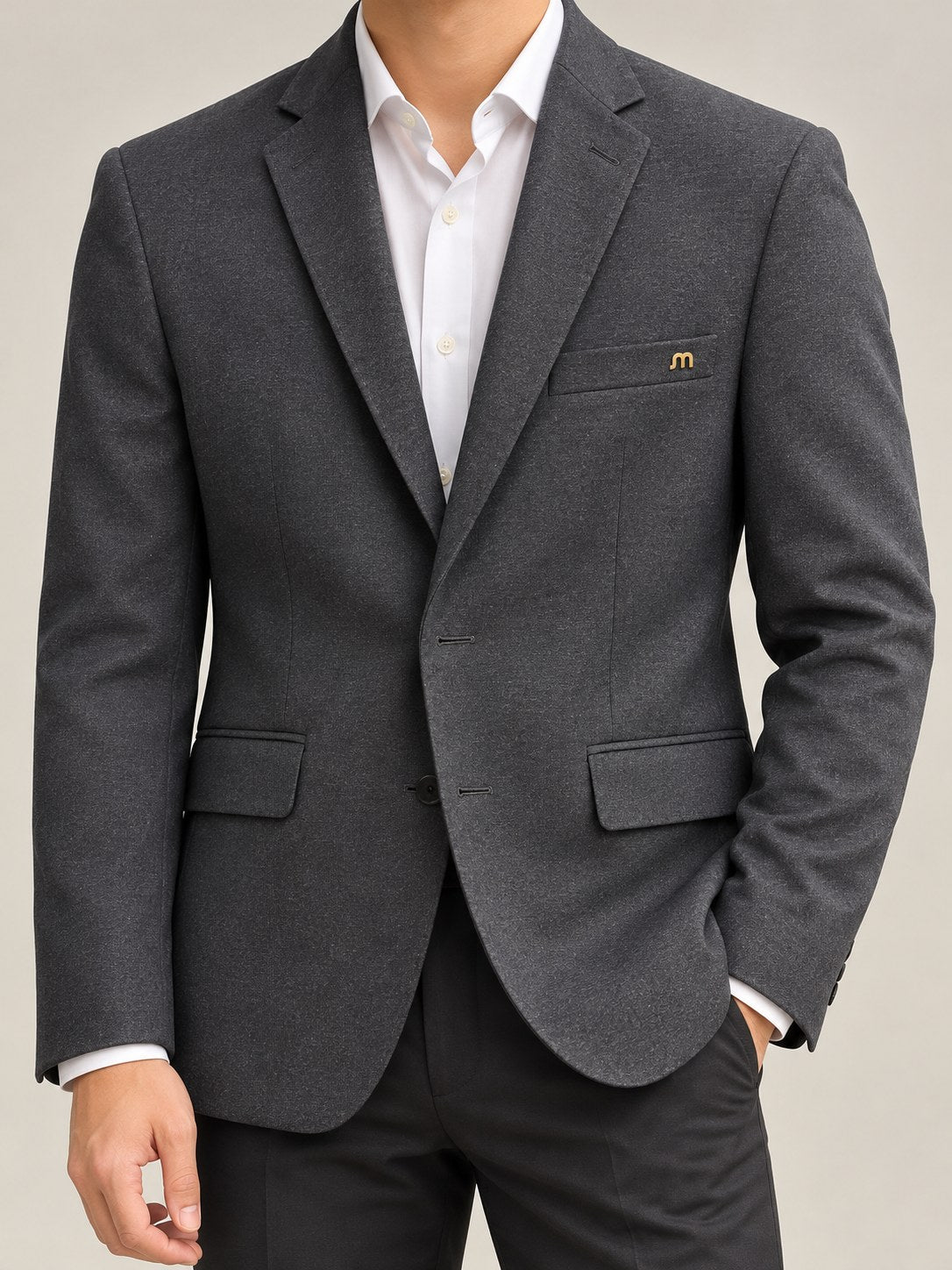 Charcoal Mottled Tailored Blazer — Close fit view