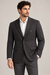 Charcoal & Rust Windowpane Blazer — 06 model fit wide