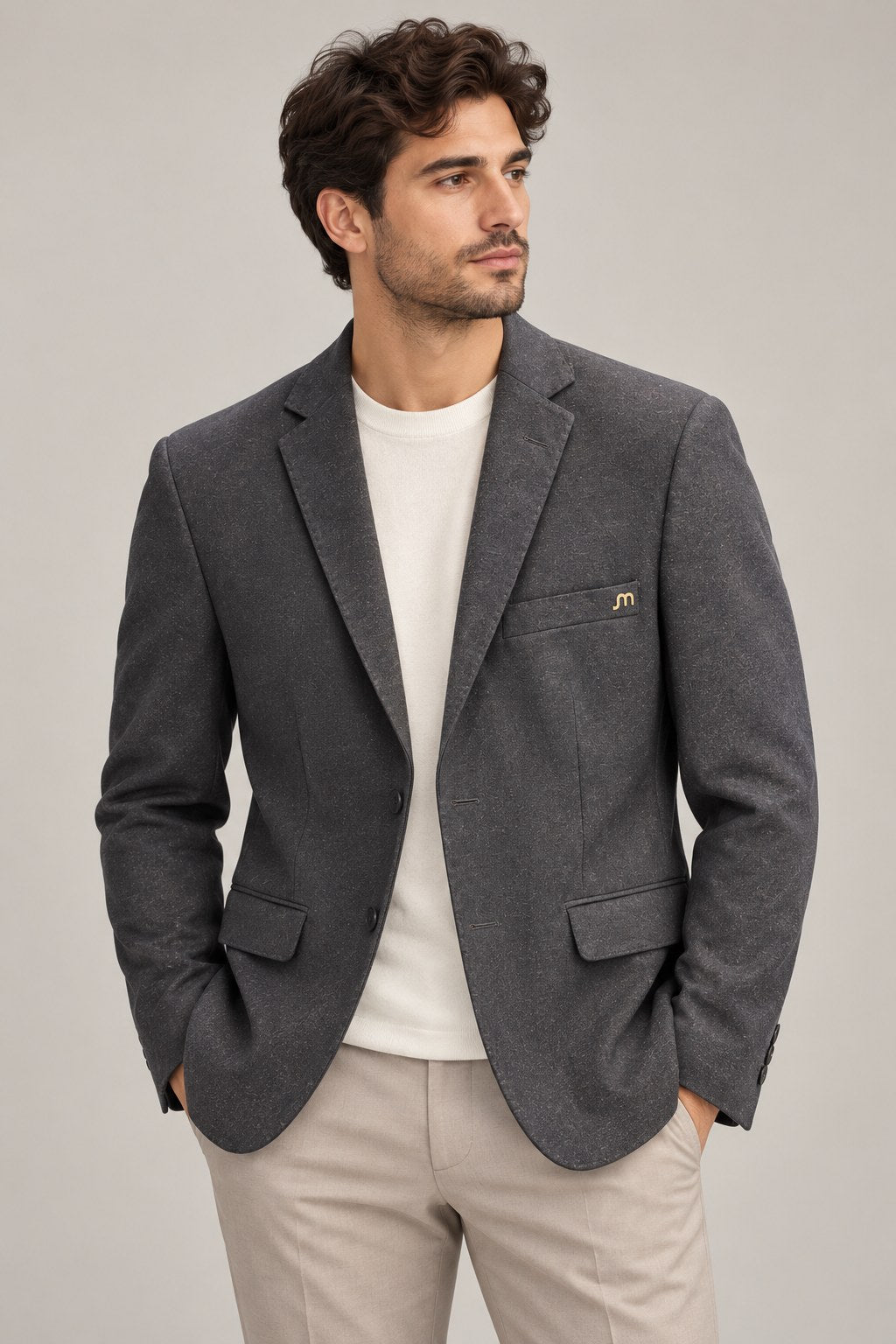 Charcoal Mottled Tailored Blazer — 06 model fit wide