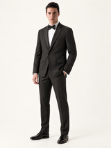 Obsidian Black Pick-Stitch Tuxedo, three-quarter model view