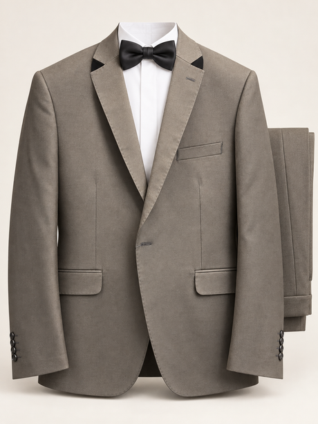 Argent Taupe Contrast-Lapel Tuxedo, generated fabric surface study