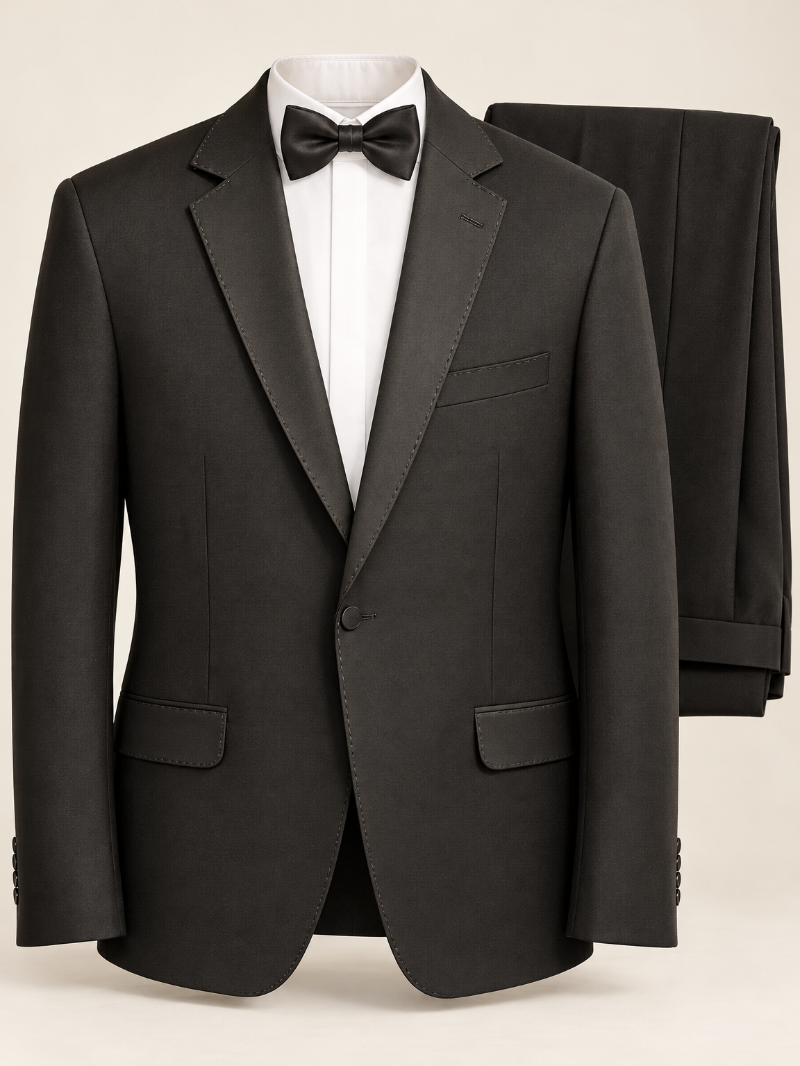 Obsidian Black Pick-Stitch Tuxedo, generated fabric surface study