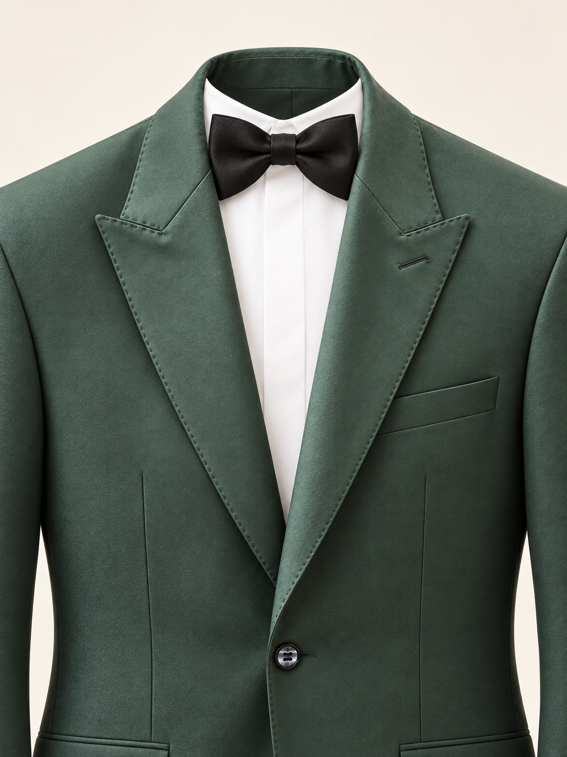 Verdant Green Peak-Lapel Tuxedo, lapel and chest detail