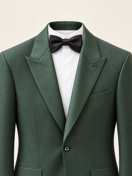 Verdant Green Peak-Lapel Tuxedo, shoulder detail