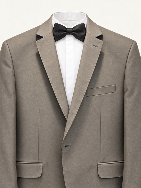 Argent Taupe Contrast-Lapel Tuxedo, shoulder detail