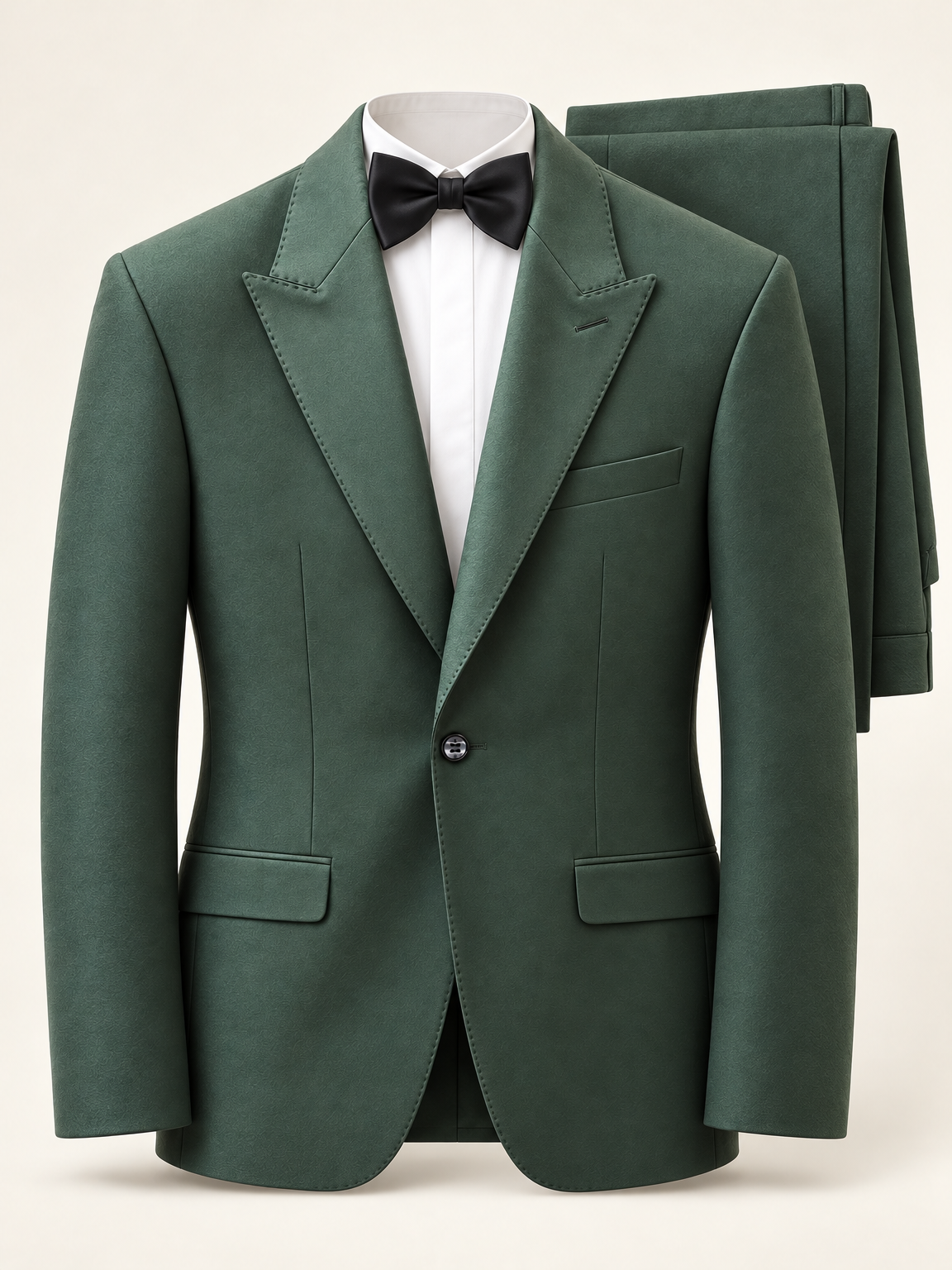Verdant Green Peak-Lapel Tuxedo, cuff detail