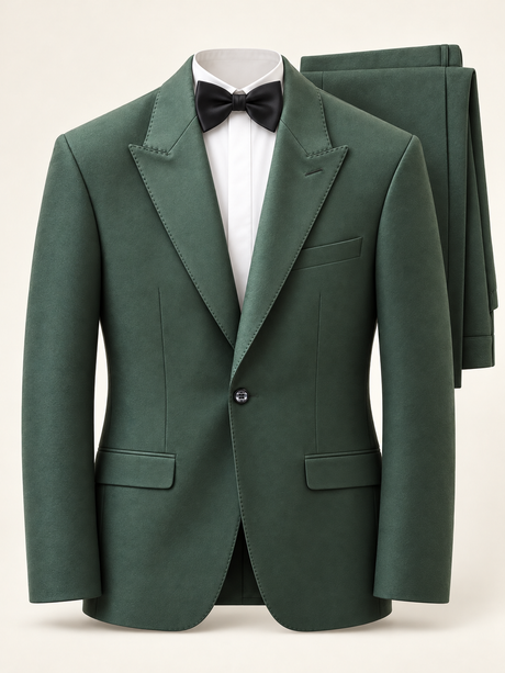 Verdant Green Peak-Lapel Tuxedo, cuff detail