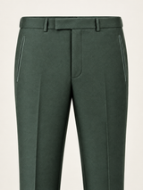 Verdant Green Peak-Lapel Tuxedo, provisional trouser waistband detail