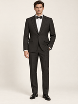 Obsidian Black Pick-Stitch Tuxedo, provisional trouser hem concept