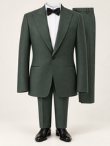 Verdant Green Peak-Lapel Tuxedo, provisional trouser hem concept