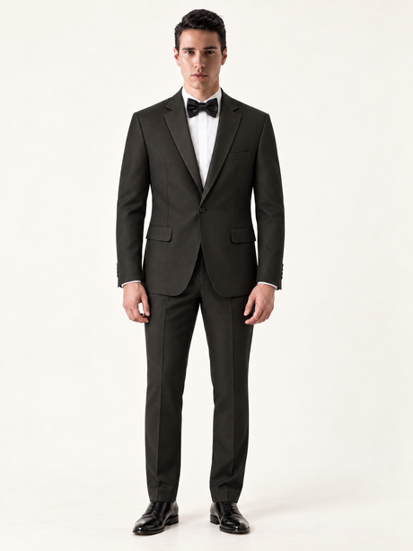 Obsidian Black Pick-Stitch Tuxedo, complete styled look