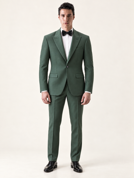Verdant Green Peak-Lapel Tuxedo, complete styled look