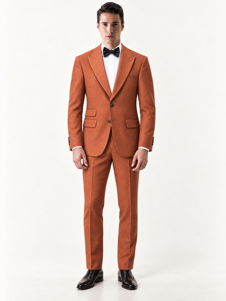 Ember Terracotta Peak-Lapel Tuxedo, complete styled look